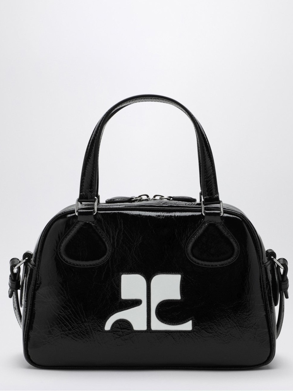 Courrèges Black Patent Leather Mini Reedition Bowling Bag
